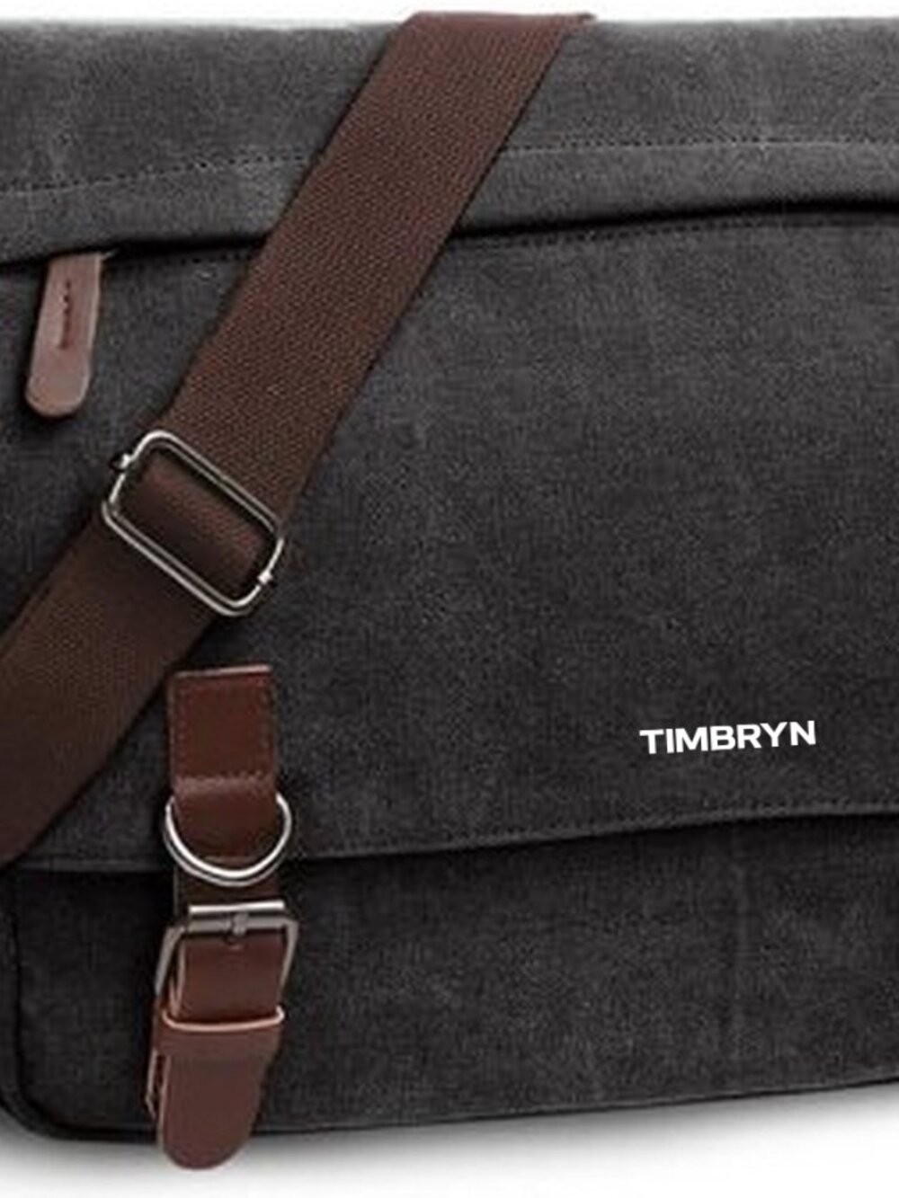 TIMBRYN Premium Canvas & Leather Messenger Bag  | Vintage Crossbody Satchel - Picture 7 of 16